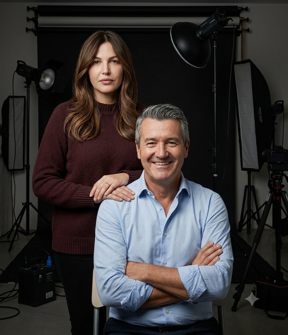 Marcella e Marco nel loro studio di posa a Formigine
